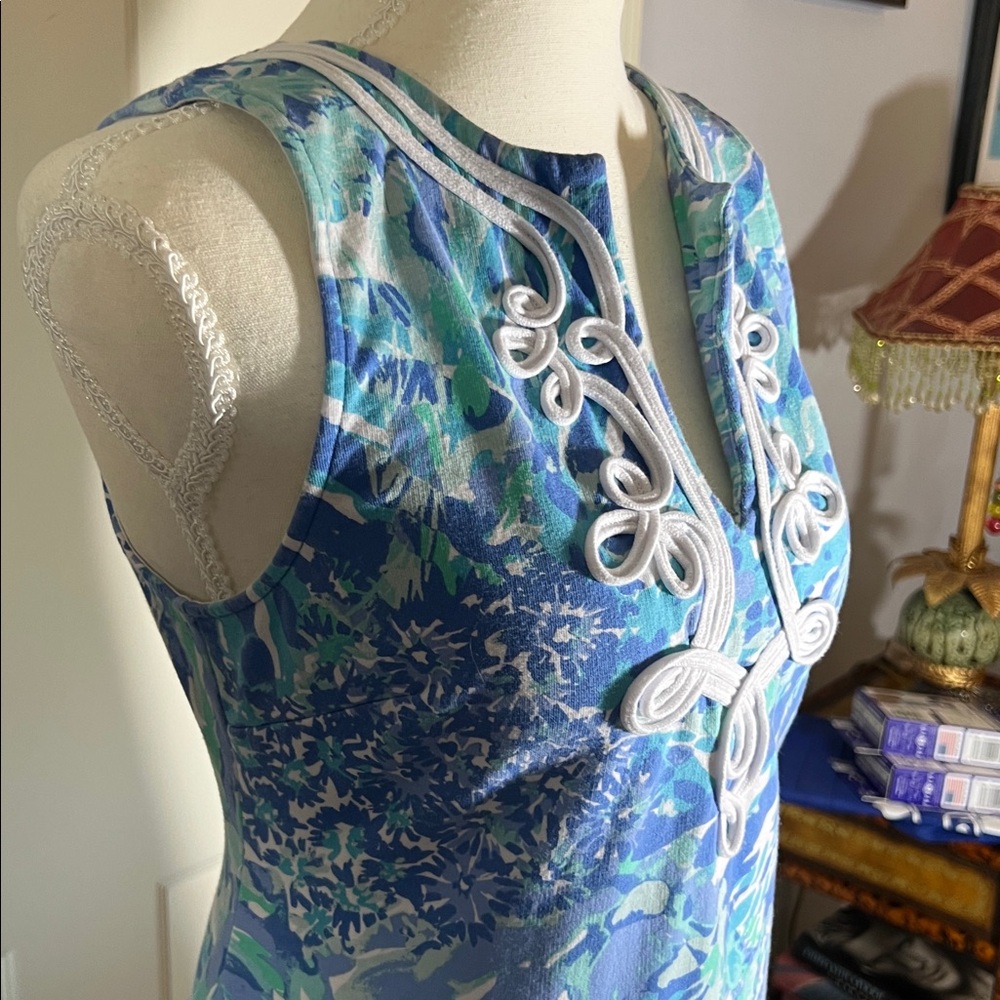 Lilly Pulitzer Blue Green Sleeveless Dress size small 2 4 s - Picture 3 of 5